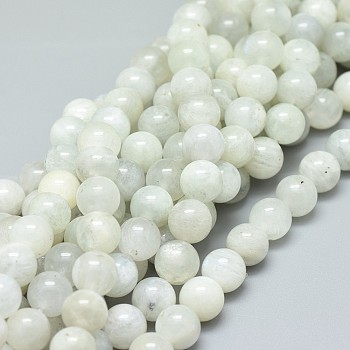 Naturelles perles pierre de lune blanc brins, ronde, 8mm, Trou: 1mm, Environ 47 pcs/chapelet, 15.55 pouce (39.5 cm)