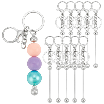 10Pcs Alloy Beadable Keychain Bar, Platinum, 152mm
