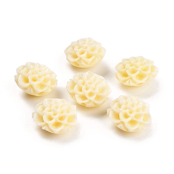 Synthetic Coral 3D Flower Rose Beads, Dyed, Light Yellow, 10x5mm, Hole: 1.5mm