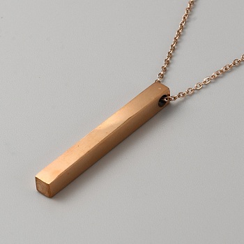 304 Stainless Steel Pendant Necklaces, Blank Rectangle, Light Gold, 17.95 inch(45.6cm)