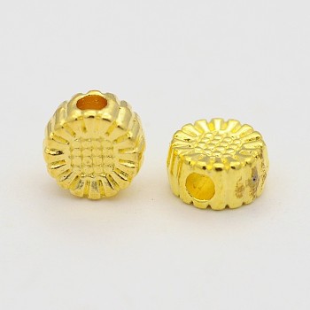 Tibetan Style Alloy Beads, Lead Free and Cadmium Free, Flower, Golden, 5.5x5.5x3mm, Hole: 1mm