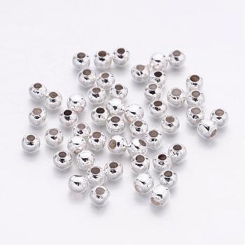 Iron Spacer Beads, Round, Silver Color Plated, 3mm diameter, hole: 1mm