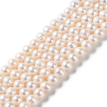 Natural Pearl Beads Strands, Round, Grade 2A+, WhiteSmoke, 6~7x6~6.5mm, Hole: 0.7mm, about 56pcs/strand, 13.78 inch(35cm)