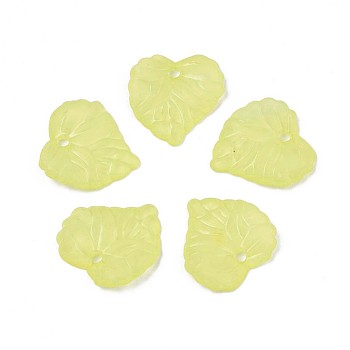 Transparent Acrylic Pendants, Frosted, Heart, Champagne Yellow, 16x15x3mm, Hole: 1.8mm, about 1400pcs/500g