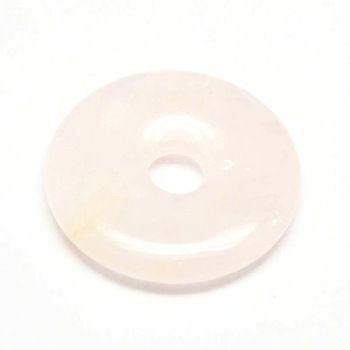 Donut/Pi Disc Natural Gemstone Pendants, Rose Quartz, Donut Width: 12mm, 30x5mm, Hole: 6mm