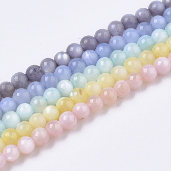 Natural Freshwater Shell Beads Strands, Dyed, Round, Mixed Color, 2.5mm, Hole: 0.7mm, about 150~190pcs/Strand, 14.96 inch~15.75 inch