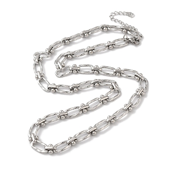 304 Stainless Steel Oval Links Necklace for Women, Stainless Steel Color, 17-7/8~18-1/8 inch(45.5~46cm)