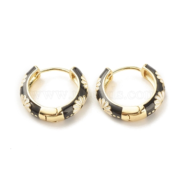 Black Round Brass Earrings