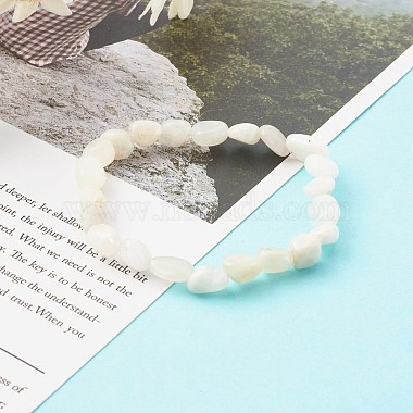 Bracelets extensibles en perles de pierre de lune blanche naturelle pour enfants(X-BJEW-JB06250-02)-2