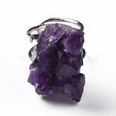 Natural Amethyst Nuggets Cuff Ring(RJEW-G271-01P-02)-3
