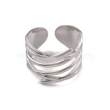 Non-Tarnish 304 Stainless Steel Hollow Out Open Cuff Rings for Women(RJEW-G285-20P)-2