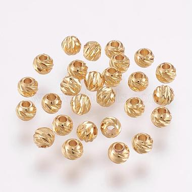 Corrugated Beads Faceted Round Gold Carved Spacer Beads 10 pcs  Brass Spacer Beads Real 18K Gold Plated