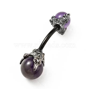 Natural Amethyst Beaded Curved Barbell(X-AJEW-G042-04B)-2