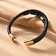 Natural Lava Rock Bead Leather Cord Multi-strand Bracelets(BJEW-A009-05G)-4