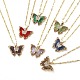 Butterfly Light Gold Brass Micro Pave Cubic Zirconia Pendant Necklaces(NJEW-E105-04KCG)-1