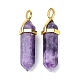 Natural Lepidolite/Purple Mica Stone Pointed Pendants(G-G025-01G-30)-2