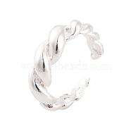 925 Sterling Silver Twist Cuff Open Rings for Women Men, Silver, Adjustable(RJEW-P105-02S)