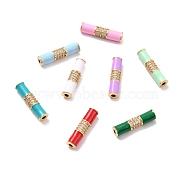Eco-Friendly Brass Enamel Tube Beads, Micro Pave Clear Cubic Zirconia, Long-Lasting Real 18K Gold Plated, Lead Free & Cadmium Free & Nickel Free, Mixed Color, 20x5mm, Hole: 1.8mm(KK-K268-09)
