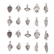 Tibetan Style Alloy Pendants, Monstera Leaf, Antique Silver, 14x9.5x3mm, Hole: 1.6mm, 50pcs/Box(TIBEP-CJ0001-13)