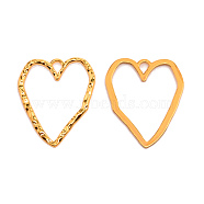 Alloy Hollow Pendants, Textured, Heart, Golden, 35x30x1.5mm, Hole: 4x3mm(FIND-WH0100-30G)