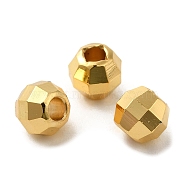Brass Spacer Beads, Faceted, Barrel, Real 18K Gold Plated, 6x5mm, Hole: 2mm(KK-P249-02E-G)