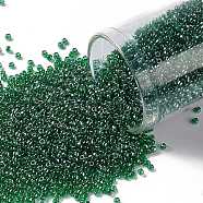 TOHO Round Seed Beads, Japanese Seed Beads, (108B) Transparent Mint Green Luster, 15/0, 1.5mm, Hole: 0.7mm, about 15000pcs/50g(SEED-XTR15-0108B)