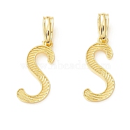 Rack Plating Eco-Friendly Brass Letter Pendants, Real 18K Gold Long-Lasting Plated, Cadmium Free & Lead Free, Letter.S, 20x9x1.4mm, Hole: 6.5x3.3mm(KK-K265-02G-S)