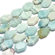 Natural Amazonite Beads Strands, Flat Slab Beads, Nuggets, Faceted, 24.5~26x18.5~21.5x7.5~8mm, Hole: 2mm, about 13pcs/strand, 14.7 inch~14.9 inch(G-O178B-06)