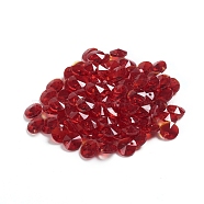 Glass Charms, Faceted, Cone, Red, 8x4mm, Hole: 1~1.2mm(RGLA-L026-A16)