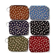 Flower Pattern Cotton Cloth Wallets, Change Purse, with Zipper & Iron Key Ring, Mixed Color, 8.6~8.9x11~11.2x1.1~1.2cm(ABAG-Q043-01)