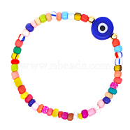 Glass Seed Stretch Bracelet with Acrylic Evil Eye for Women, Mixed Color, 6-1/4 inch(16cm)(BJEW-BB727272736-A)