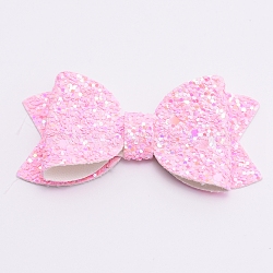 Handmade Non Woven Fabric Costume Accessories, with Sequins/ Paillettes and Plastic, Hair Findings Accessories, Hot Pink, 70x35x4mm(DIY-WH0221-88C)