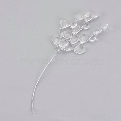 Wedding Bridal Hair Clips, Iron Wire with Acrylic Beads, Clear, 146x65mm(X-OHAR-WH0003-02S)