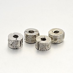 Mixed Column Brass European Clasp Beads, Nickel Free, Platinum, 10~11.5x6~7mm, Hole: 3~4mm(KK-N0061-09P-NF)