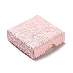 Cardboard Jewelry Set Boxes, with Sponge Inside, Square, Pink, 5.05~5.1x5.1x1.67cm(CBOX-C016-01A-01)