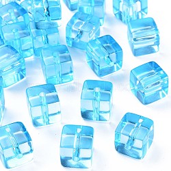 Transparent Acrylic Beads, Square, Deep Sky Blue, 16.5x16x16mm, Hole: 3mm, about 116pcs/500g(MACR-S374-14-B01)