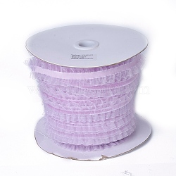 Nylon Elastic Ribbon, with Lace, for Jewelry Making, Lilac, 1 inch(25mm), 50yards/roll(45.72m/roll)(SRIB-I004-08A)