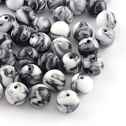 Opaque Acrylic Beads, Round, Black, 10mm, Hole: 2mm, about 950pcs/500g(SACR-R853-10mm-204)