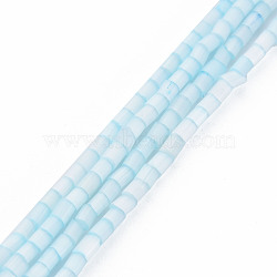 Glass Silk Stain Style Beads Strands, Tube, Sky Blue, 1.5~5x2mm, Hole: 0.8mm, about 185~187pcs/strand, 15.55 inch~15.75 inch(39.5~40cm)(GLAA-N047-001A-01)