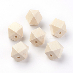 Unfinished Wood Beads, Natural Wooden Beads, Polygon, Navajo White, 15x15x15mm, Hole: 3.5mm(WOOD-S037-107-15mm)