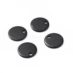 304 Stainless Steel Pendants, Blank Stamping Tag, Flat Round, Electrophoresis Black, 8x1mm, Hole: 1.2mm(EJEW-L238-01C-B)
