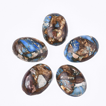 Assembled Synthetic Imperial Jasper and Bronzite  Cabochons, Dyed, Oval, Dodger Blue, 25~25.5x18~18.5x7~7.5mm