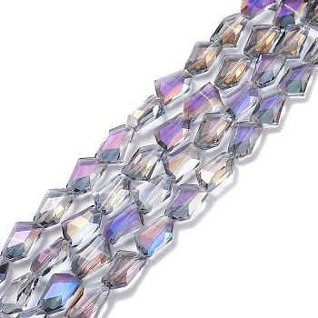 Half Rainbow Plated Glass Bead Strands, Faceted Polygon, Medium Slate Blue, 18x13x7mm, Hole: 1mm, about 40pcs/strand, 27.5 inch 