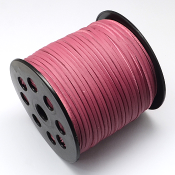 Faux Suede Cord, Faux Suede Lace, One Side Covering with Imitation Leather, Pale Violet Red, 2.7x1.4mm, about 98.42 yards(90m)/roll