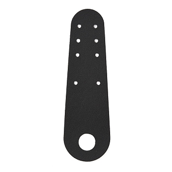PU Leather Flat Toe Guard Protector, for Roller Skate, Black, 180x54x1.5mm, Hole: 5mm
