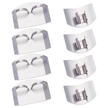 8Pcs 2 Style 430 Stainless Steel Finger Guards for Cutting, Adjustable Safe Thumb Guard Finger Protector, Stainless Steel Color, 64~78x48.5~54.5x19.5~21mm, Inner Diameter: 21.5~26x19.5~21.5mm, 4pcs/style