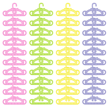 CHGCRAFT 40Pcs 4 Colors Bowknot & Star Pattern Plastic Doll Clothes Hangers, for Doll Clothing Outfits Hanging Supplies, Mixed Color, 57x100x3mm, 10pcs/color