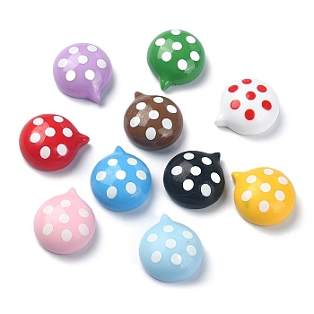 Opaque Resin Decoden Cabochons, Half Round with Polka Dot, Mixed Color, 24.5x21.5x11mm