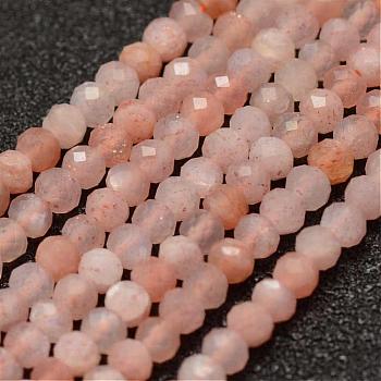 Natural Sunstone Beads Strands, Faceted, Round, 2mm, Hole: 0.5mm, about 178pcs/strand, 15.3 inch(39cm)