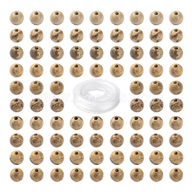 100pcs 8mm perles de jaspe naturelles(DIY-LS0002-30)-2